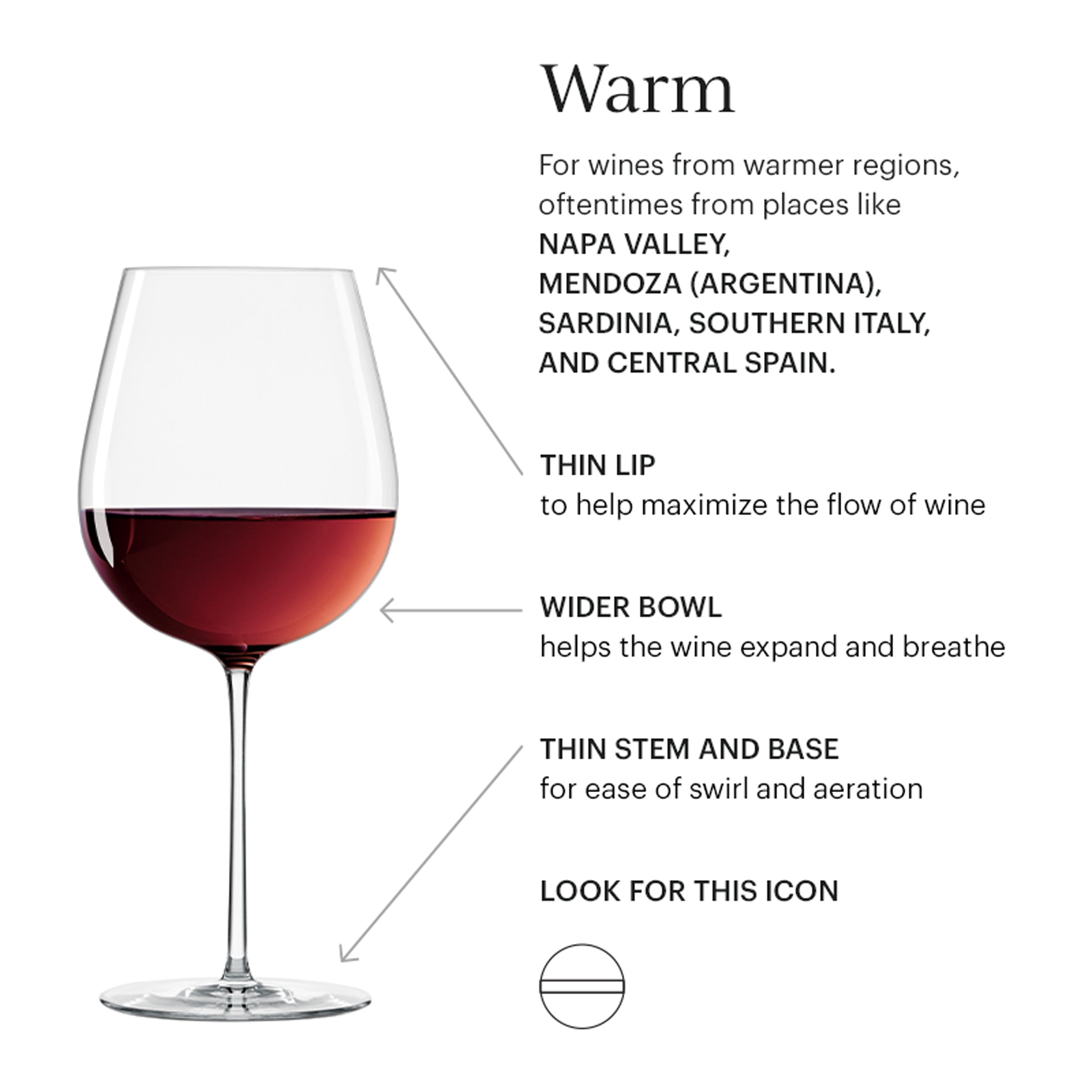 Tuscany Signature Series Warm & Cool Region Wine Glasses - Set of 4 - Image 3
