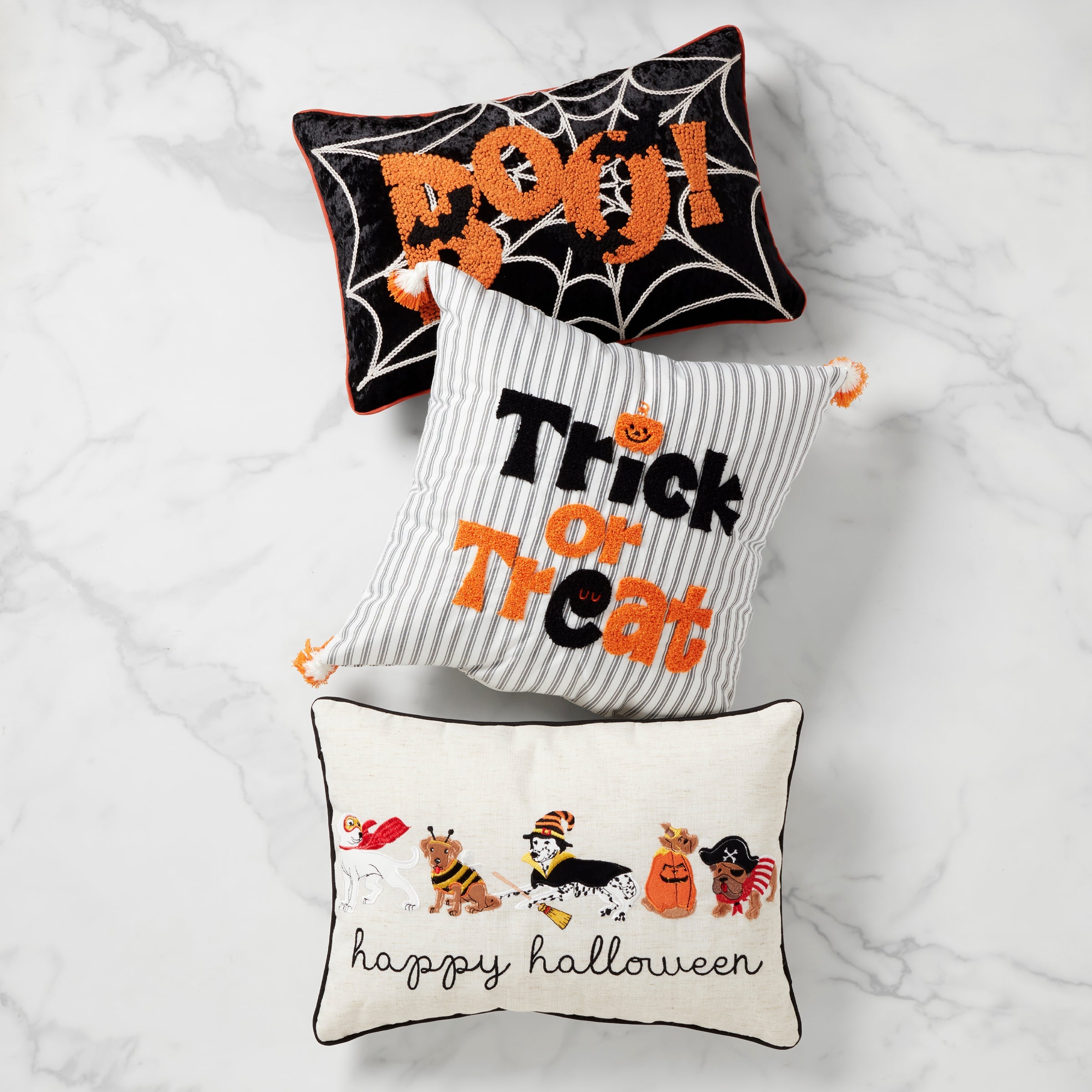 Trick or Treat 18x18 Striped Halloween Pillow - Image 2