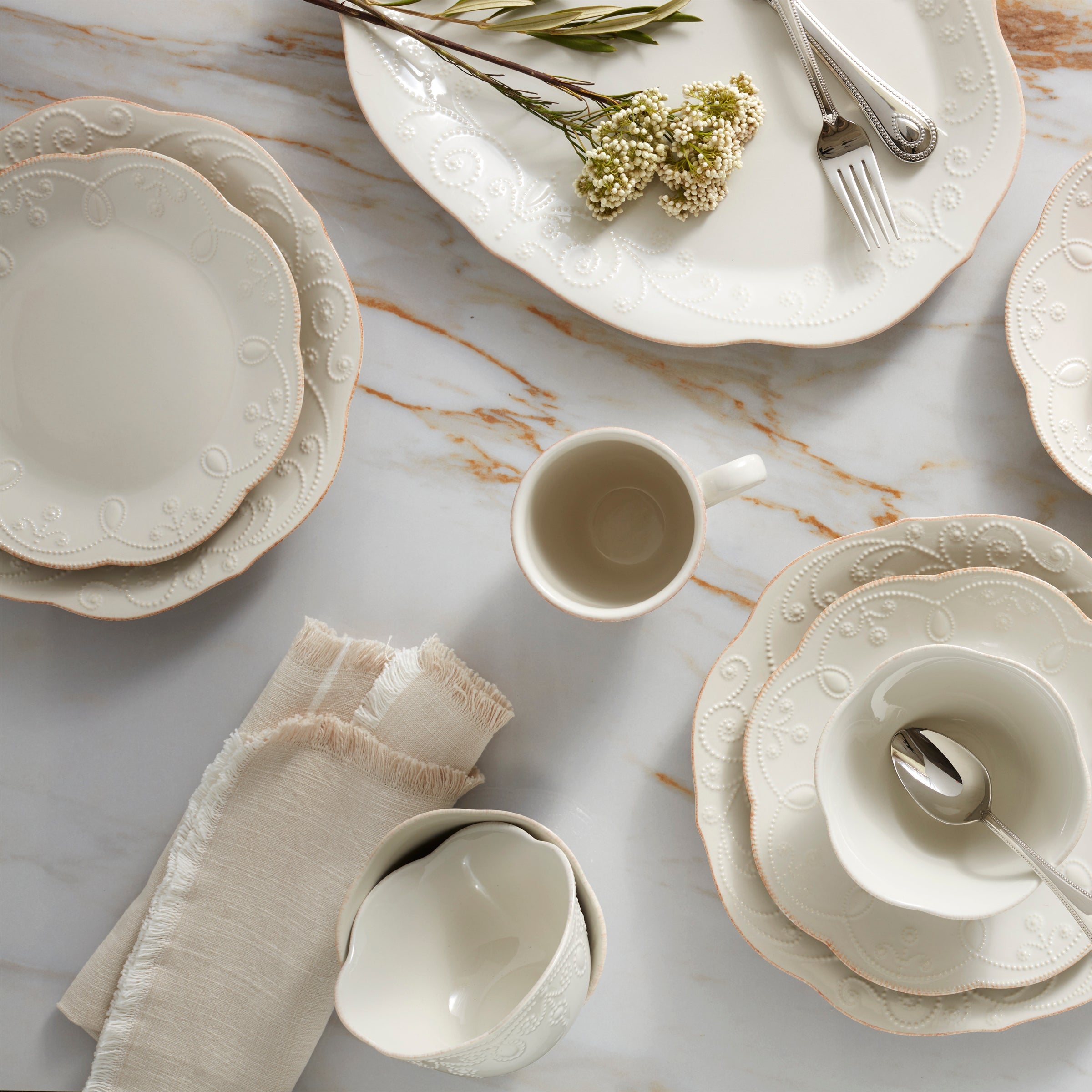 French Perle White 4-Piece Place Setting - Image 10