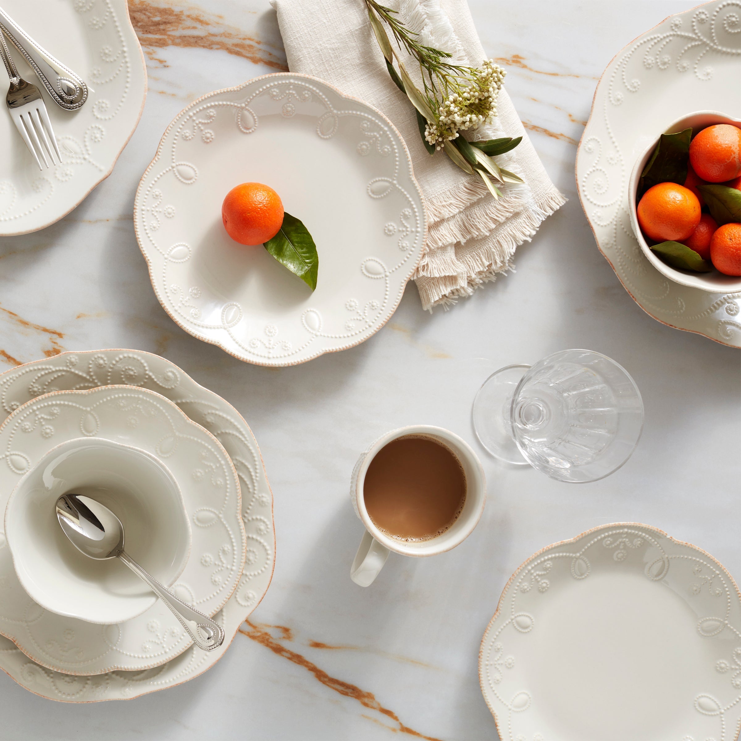 French Perle White 4-Piece Place Setting - Image 9