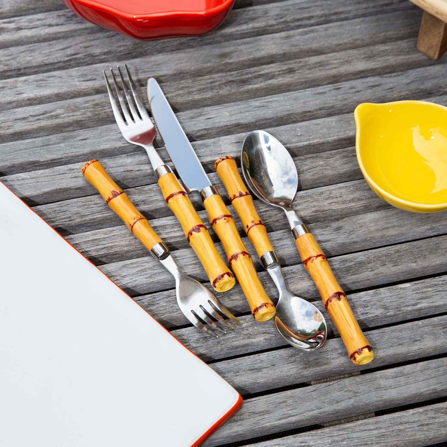 Bamboo Handle 20-Piece Flatware Set - Image 10