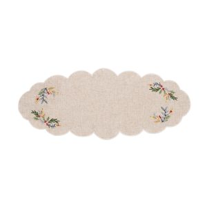 French Perle Holly Embroidered 14X31 Centerpiece
