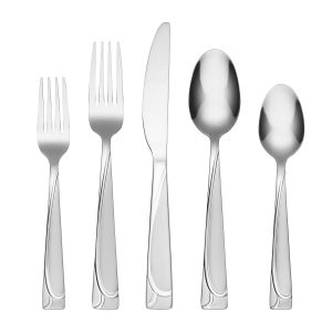 Mena Frost 40 Piece Flatware Set with Chrome Caddy