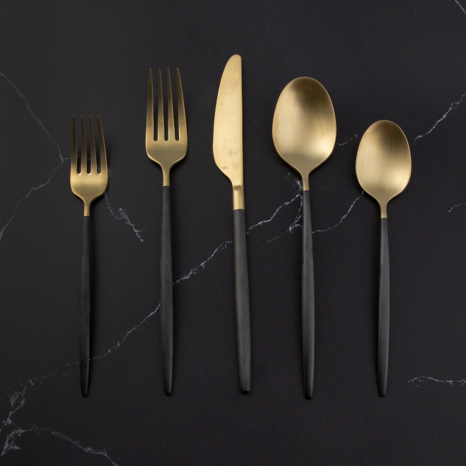 Gaze Black Champagne Satin 20 Piece Flatware Set - Image 7