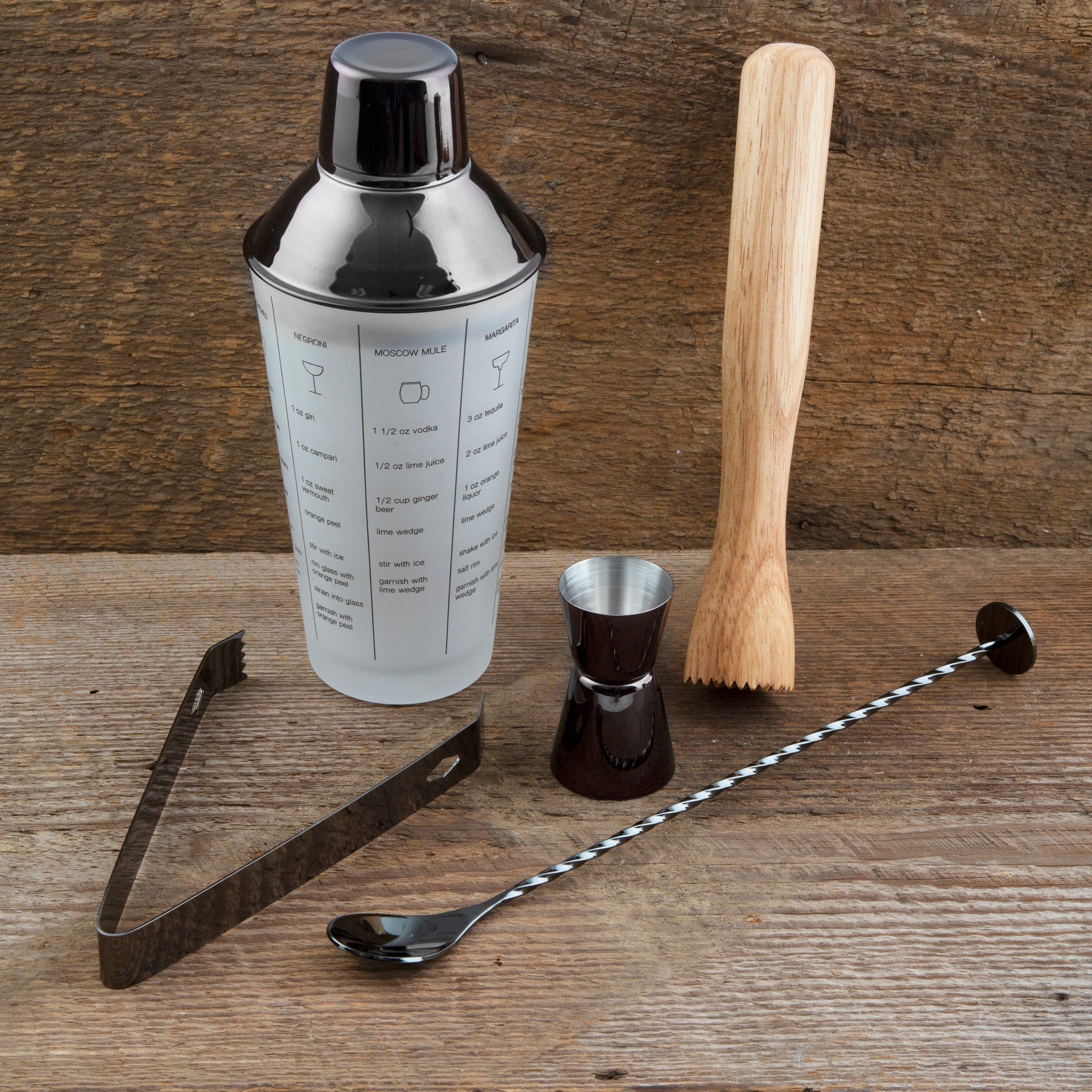 Black Mixology Shaker Tool Set 5 pc - Image 2