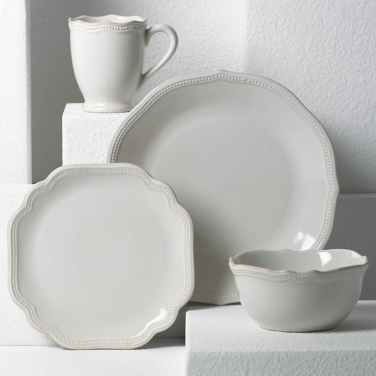 French Perle Bead White 4 Piece Place Setting - Image 2