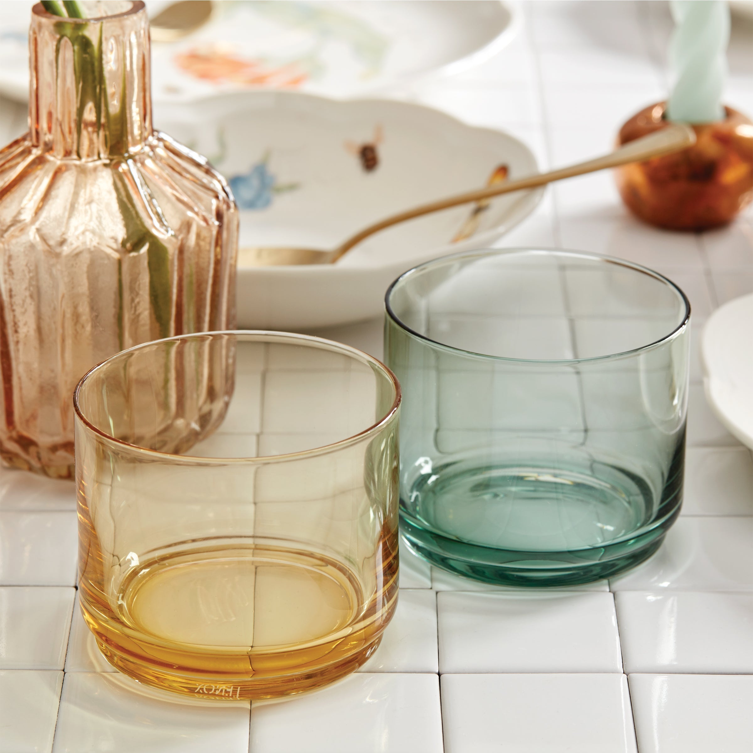 Tuscany Classics Stackable Amber Short Glasses - Set Of 4 - Image 12