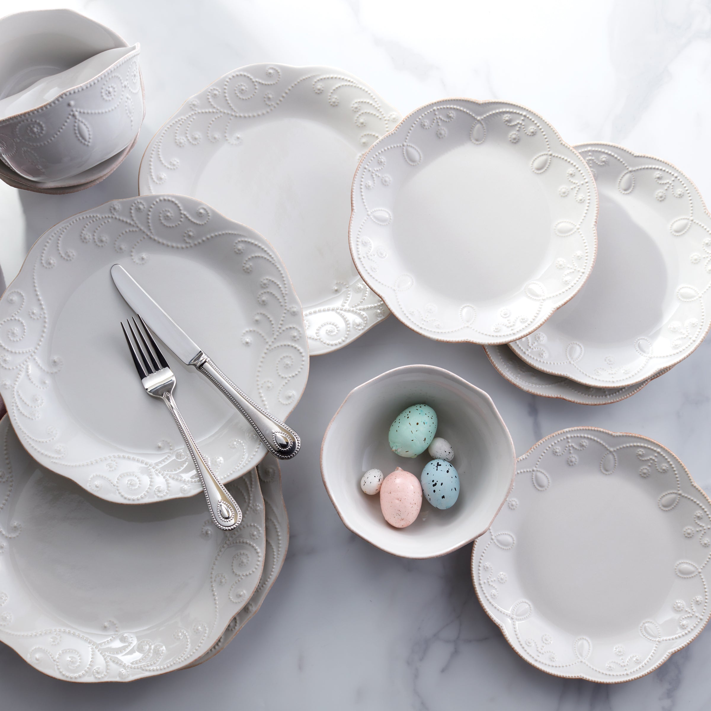 French Perle White 12-Piece Dinnerware Set - Image 2