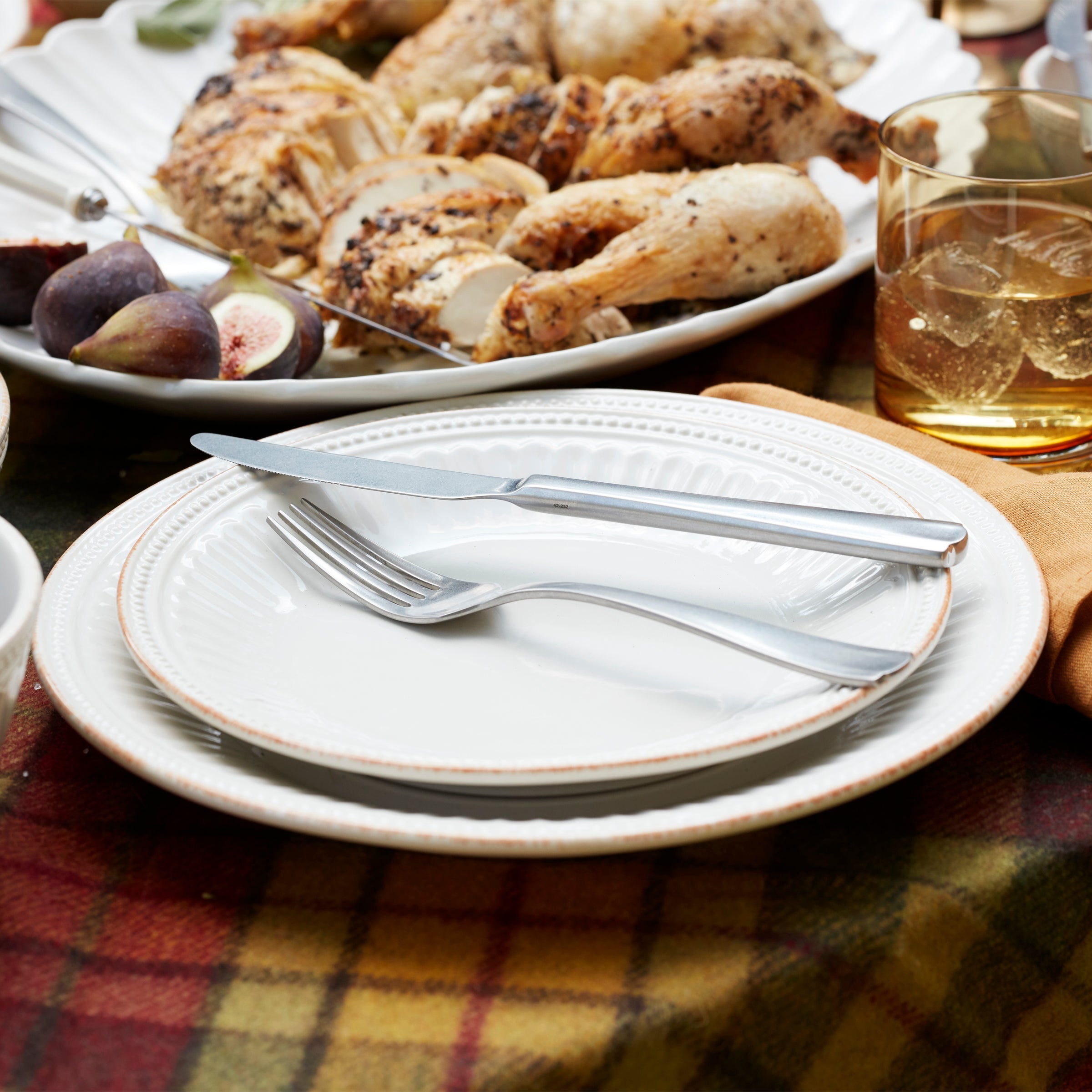 French Perle Groove White 12-Piece Dinnerware Set - Image 8