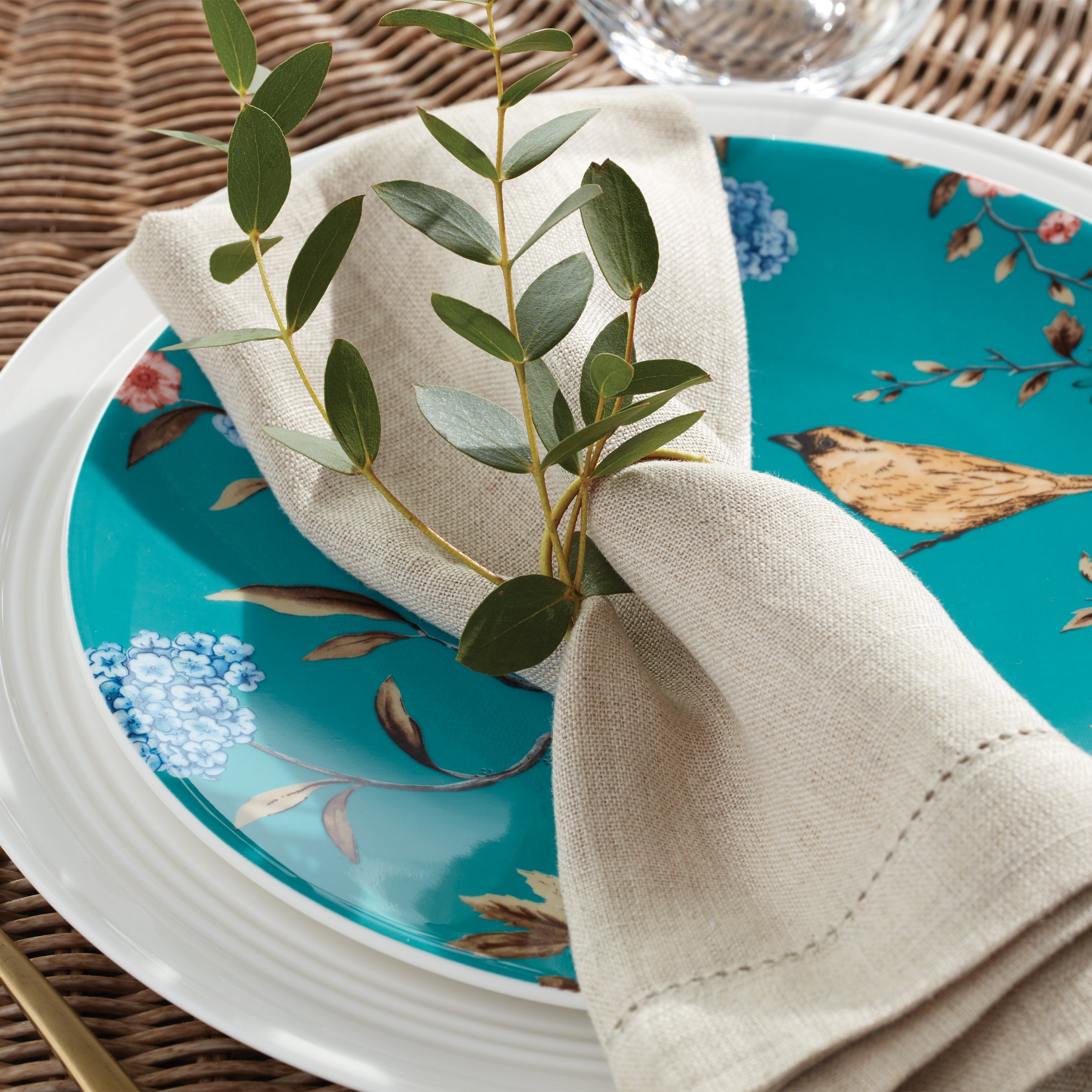 Sprig & Vine Turquoise Accent Plates - Set of 4 - Image 2
