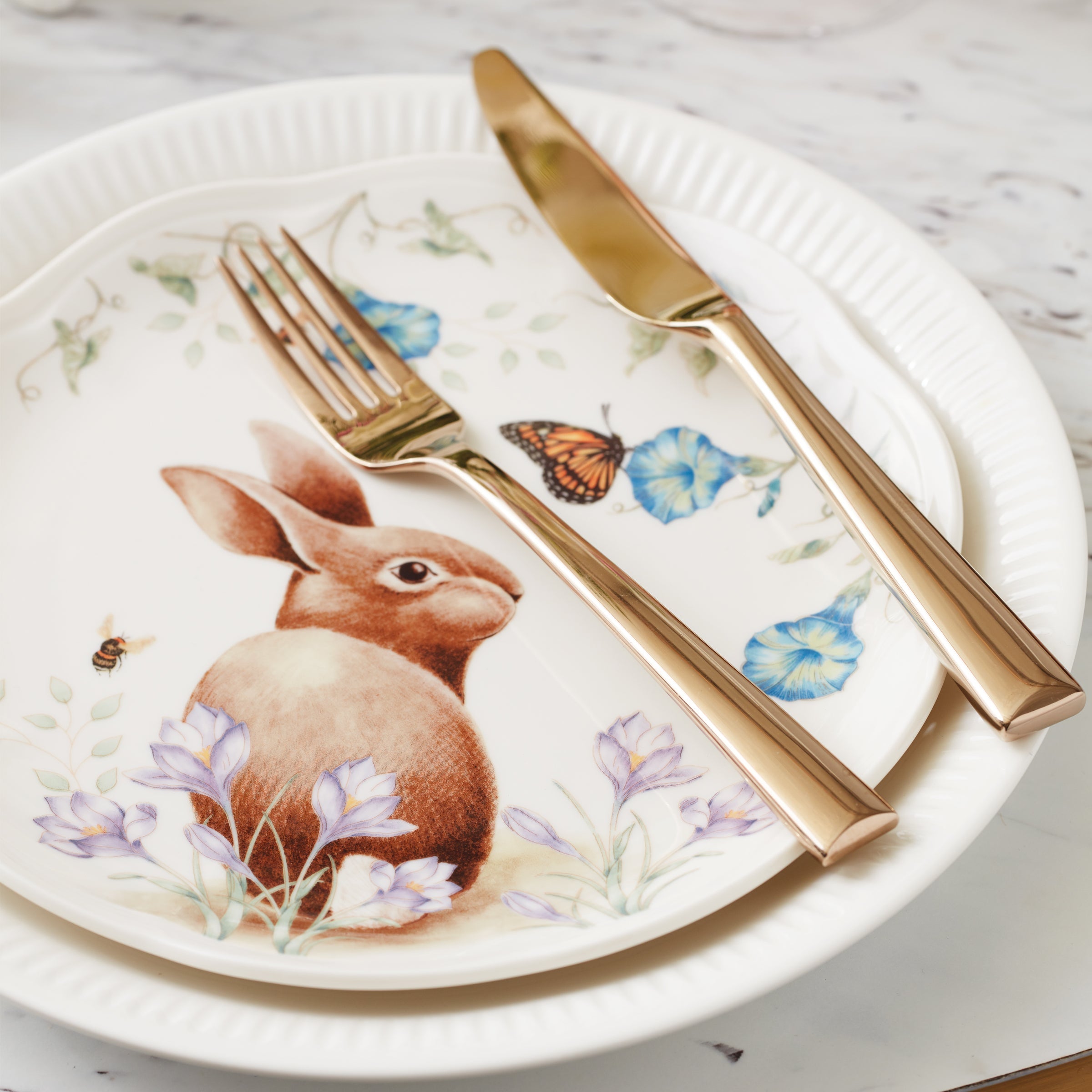 Butterfly Meadow Bunny Accent Plates - Set of 4 - Image 7