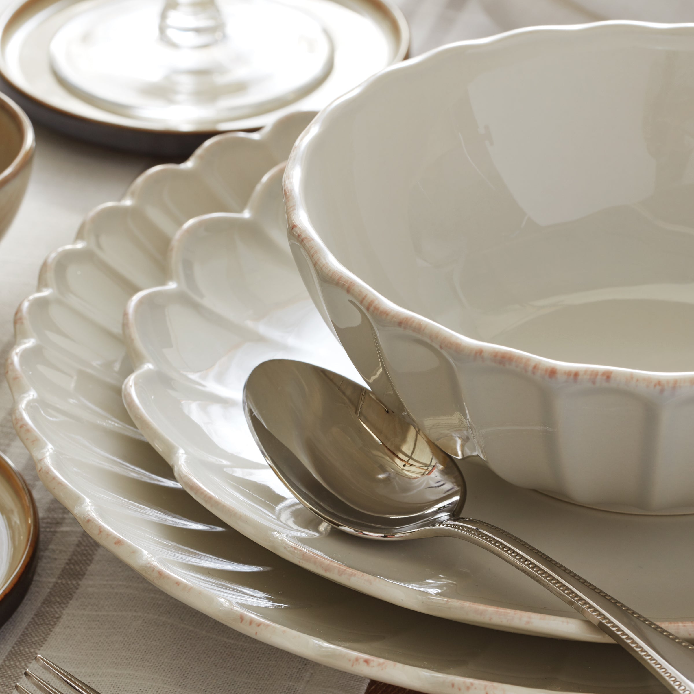 French Perle Scallop Dinner Plates - Set of 4 - Image 14
