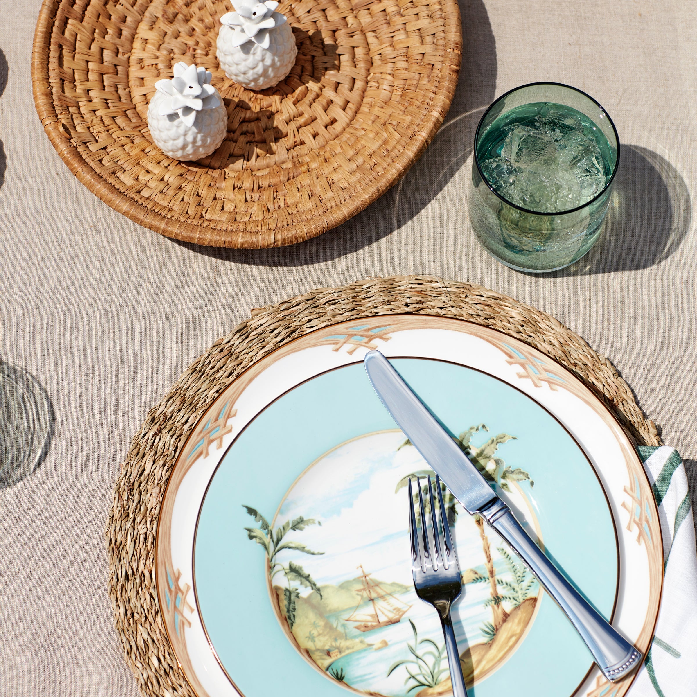 British Colonial Bamboo Dinner Plate - Image 11