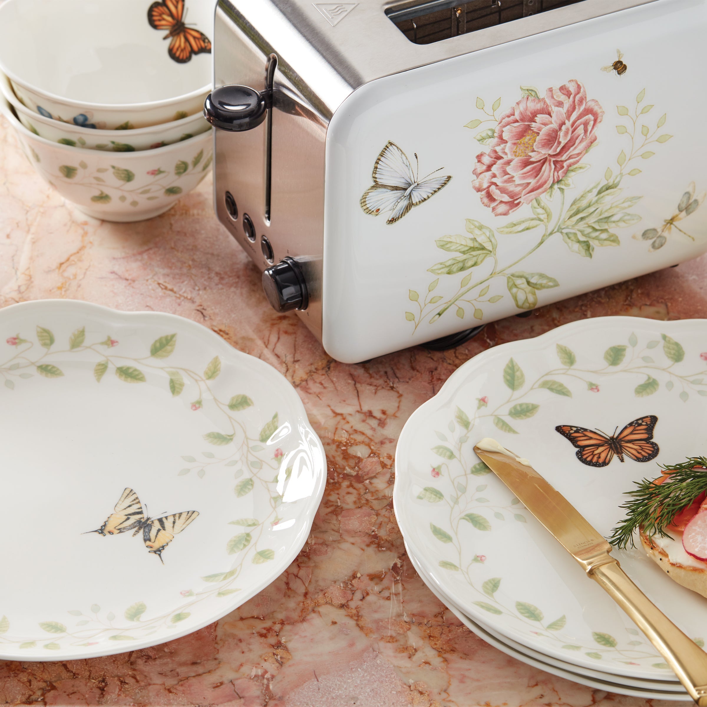 Butterfly Meadow Vines Rice Bowls - Set of 4 - Image 2