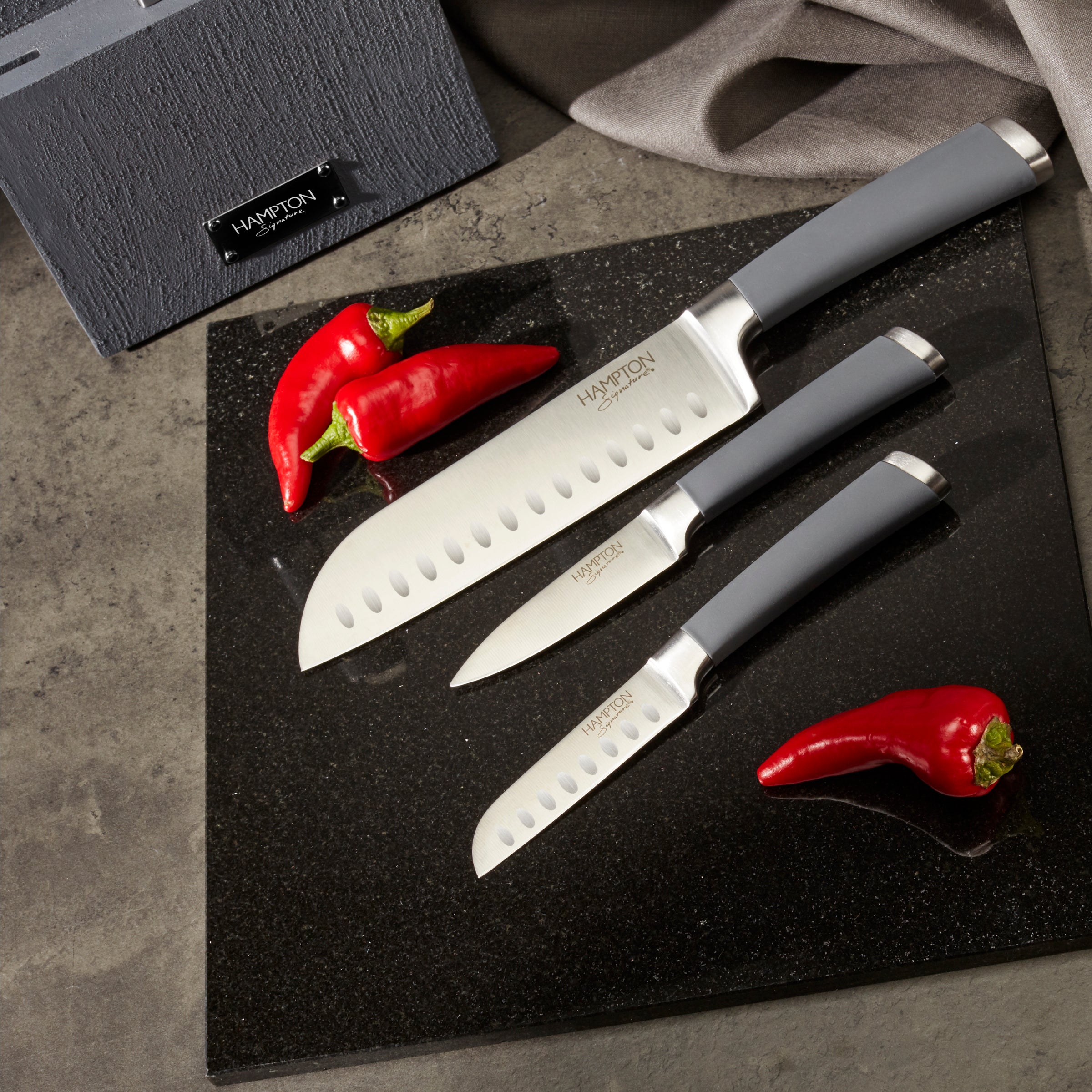 Beton 7 Piece Textured Cutlery Block Set - Image 4