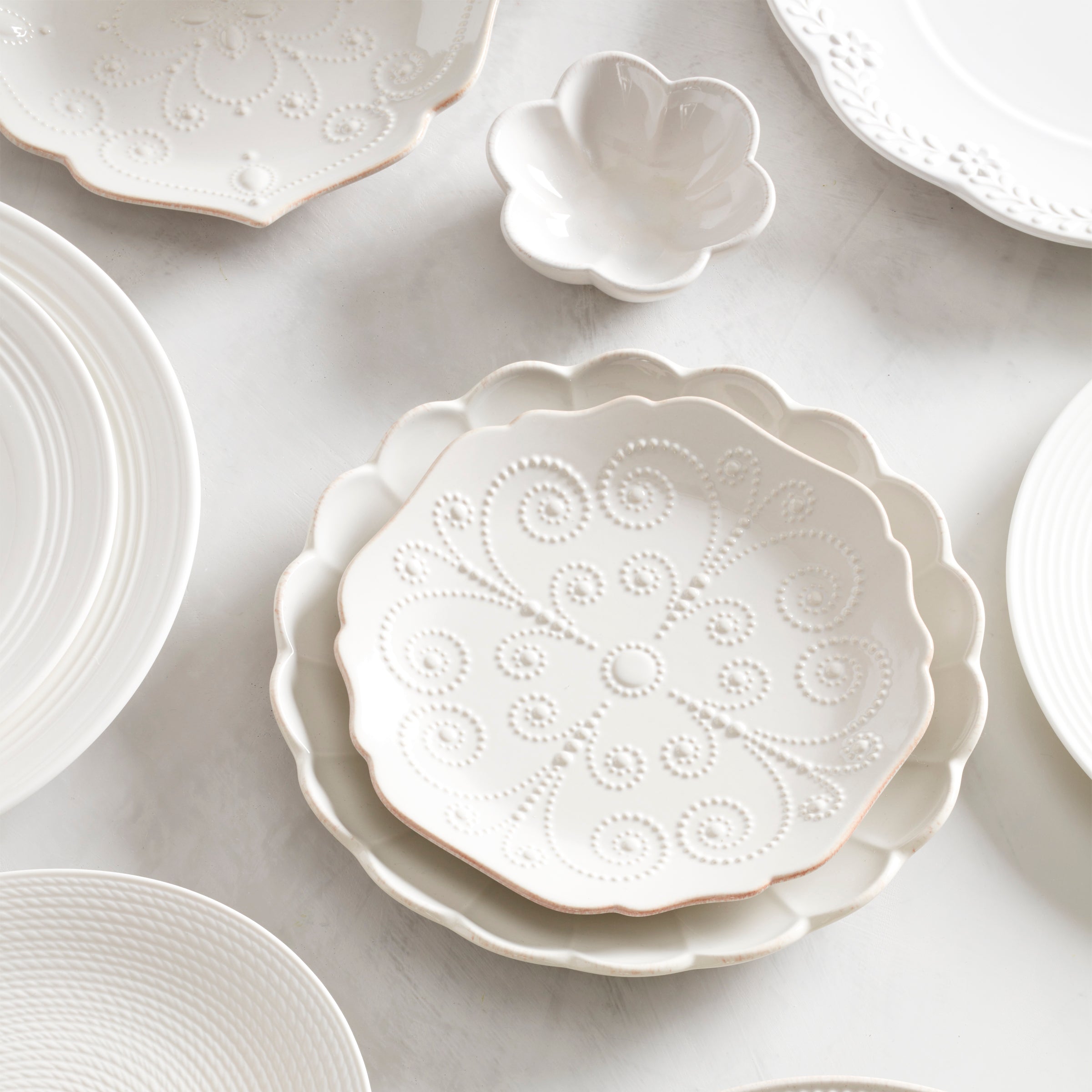 French Perle White 4-Piece Dessert Set - Image 2
