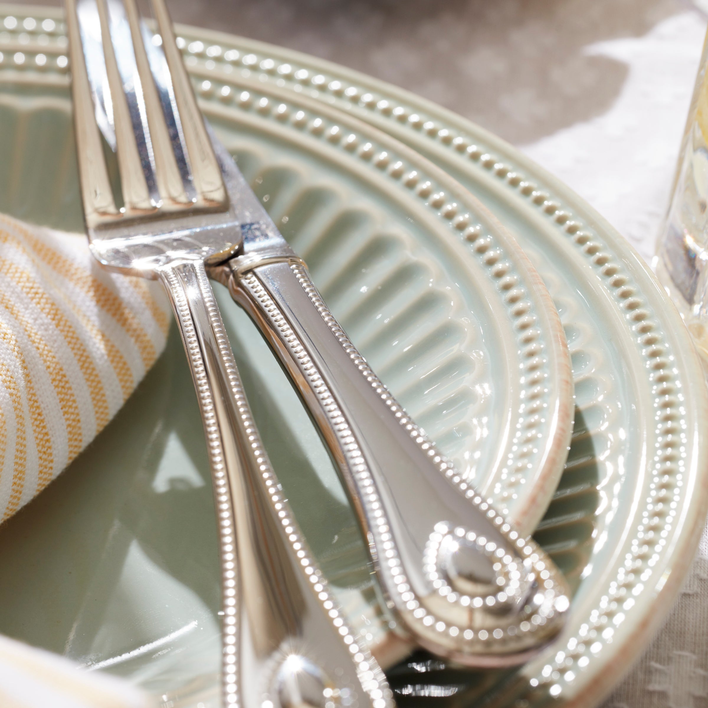 French Perle Groove Ice Blue 4-Piece Place Setting - Image 5