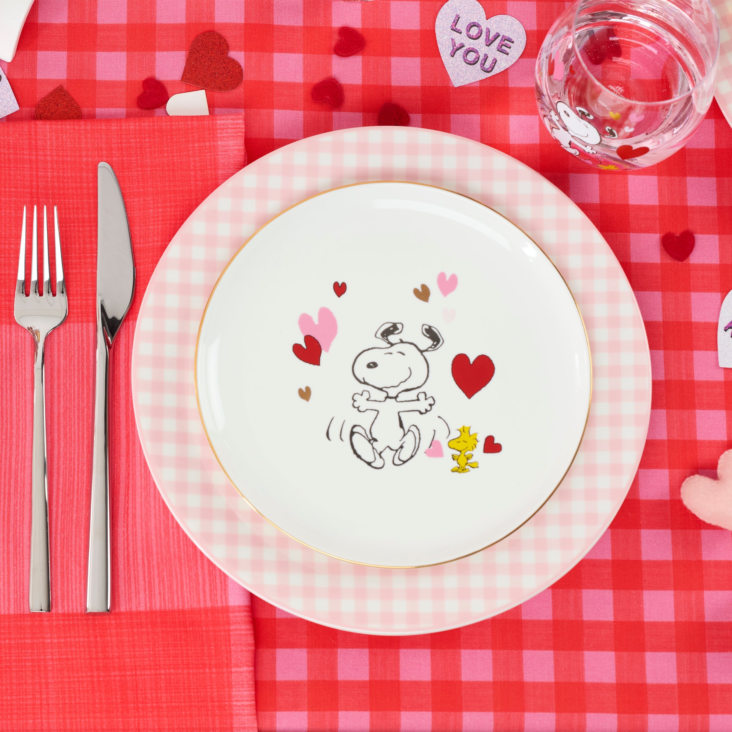 Gingham Pink Dinner Plates - Set of 4 - Image 6