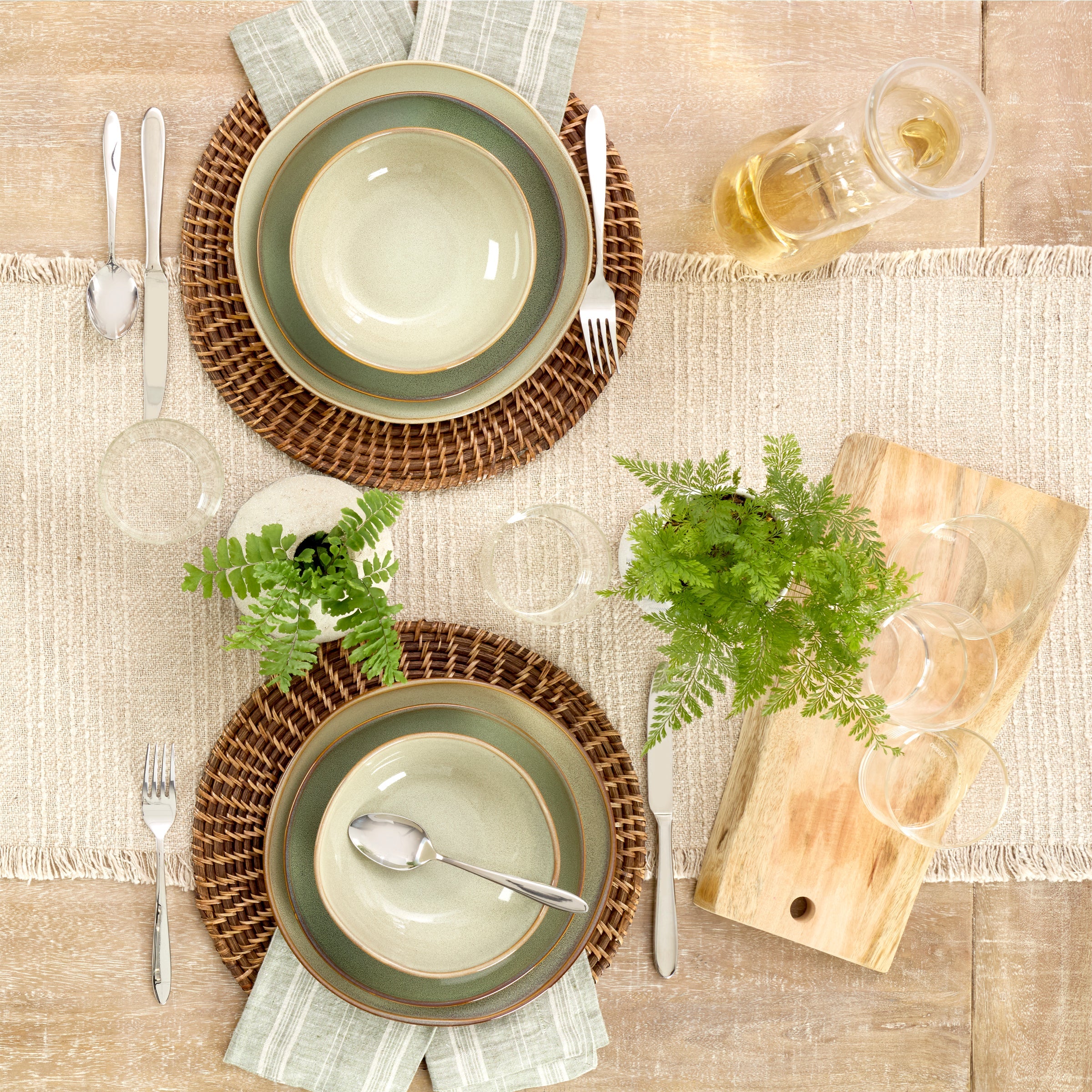 Organic Shades Sage 12-Piece Dinnerware Set - Image 4