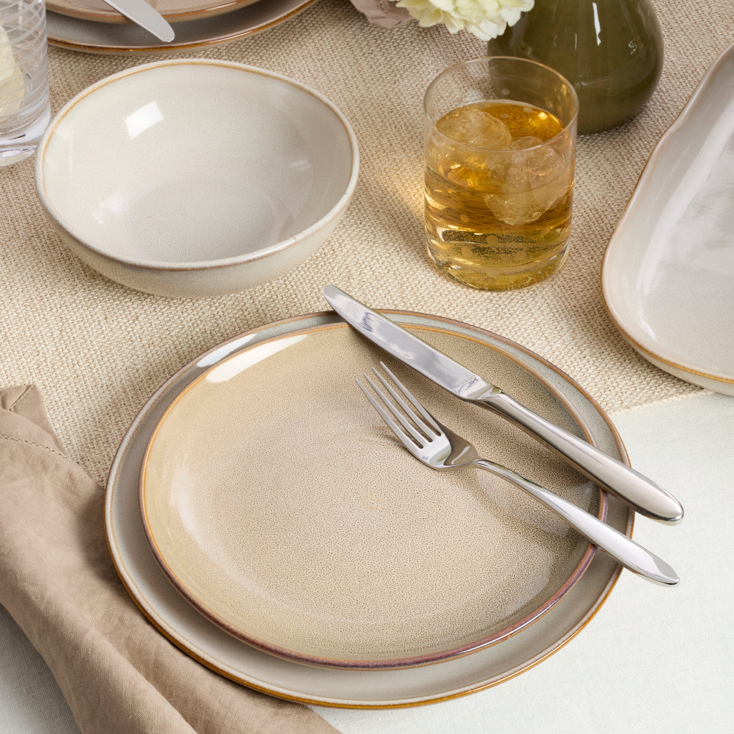Organic Shades Oatmeal 12-Piece Dinnerware Set - Image 4