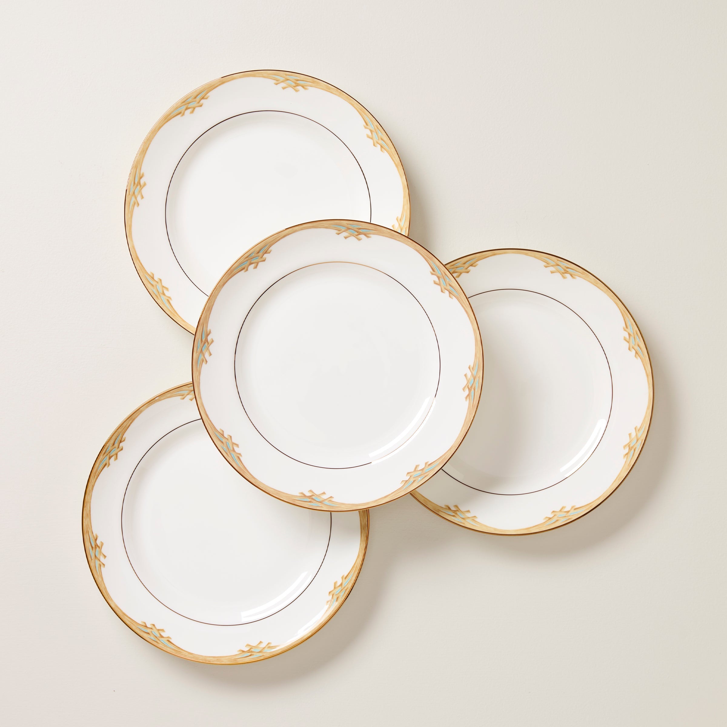 British Colonial Bamboo Dinner Plates - Set of 4