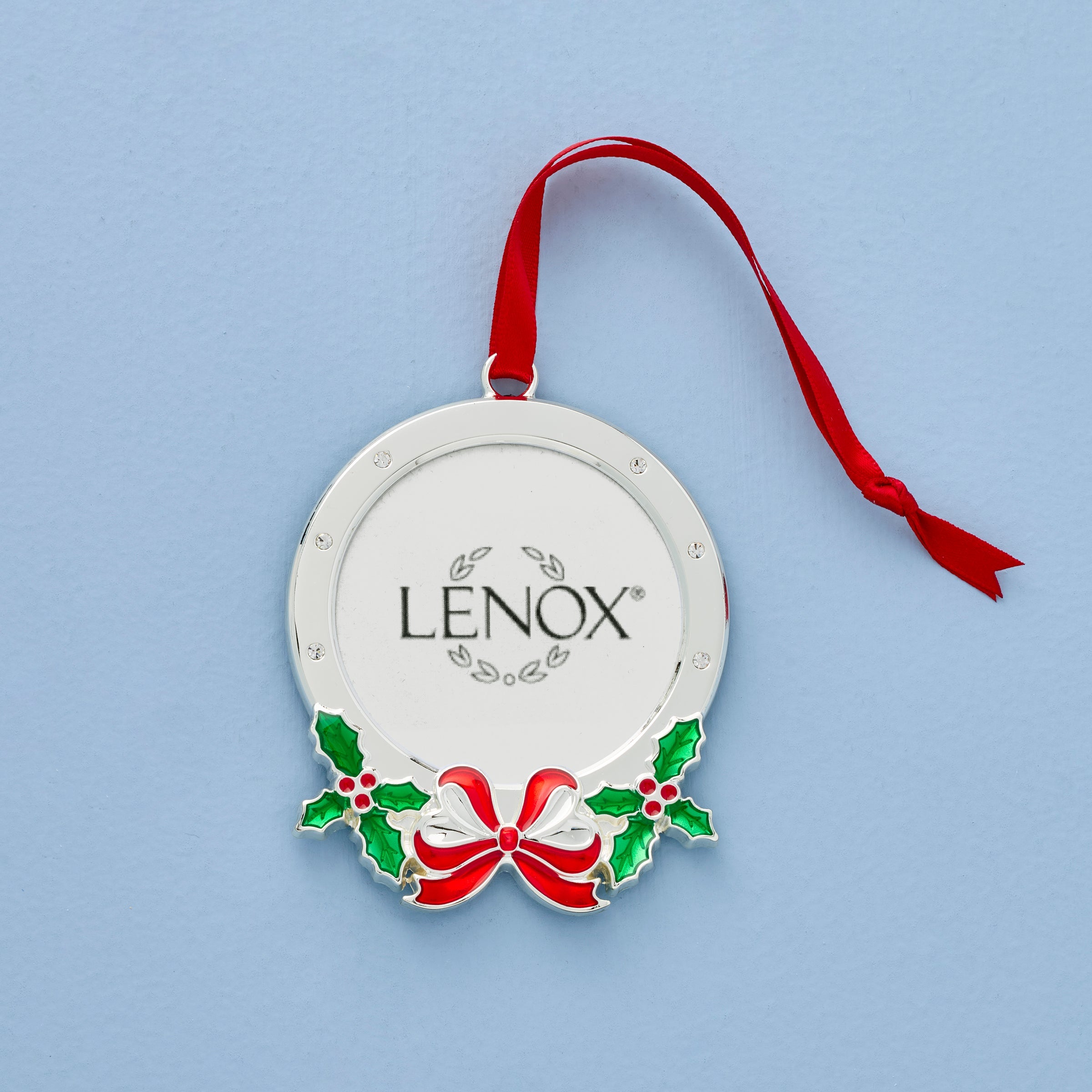 Holly Frame Silverplate Ornament