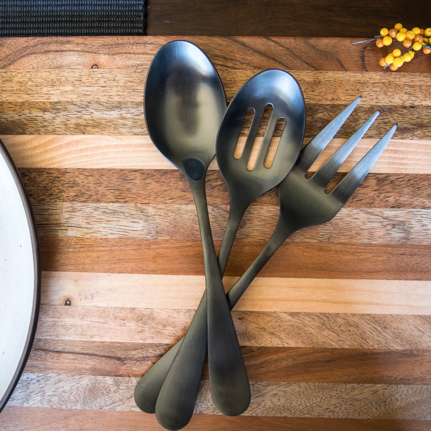 Rhiannon Black Satin 3 Piece Hostess Set - Image 2