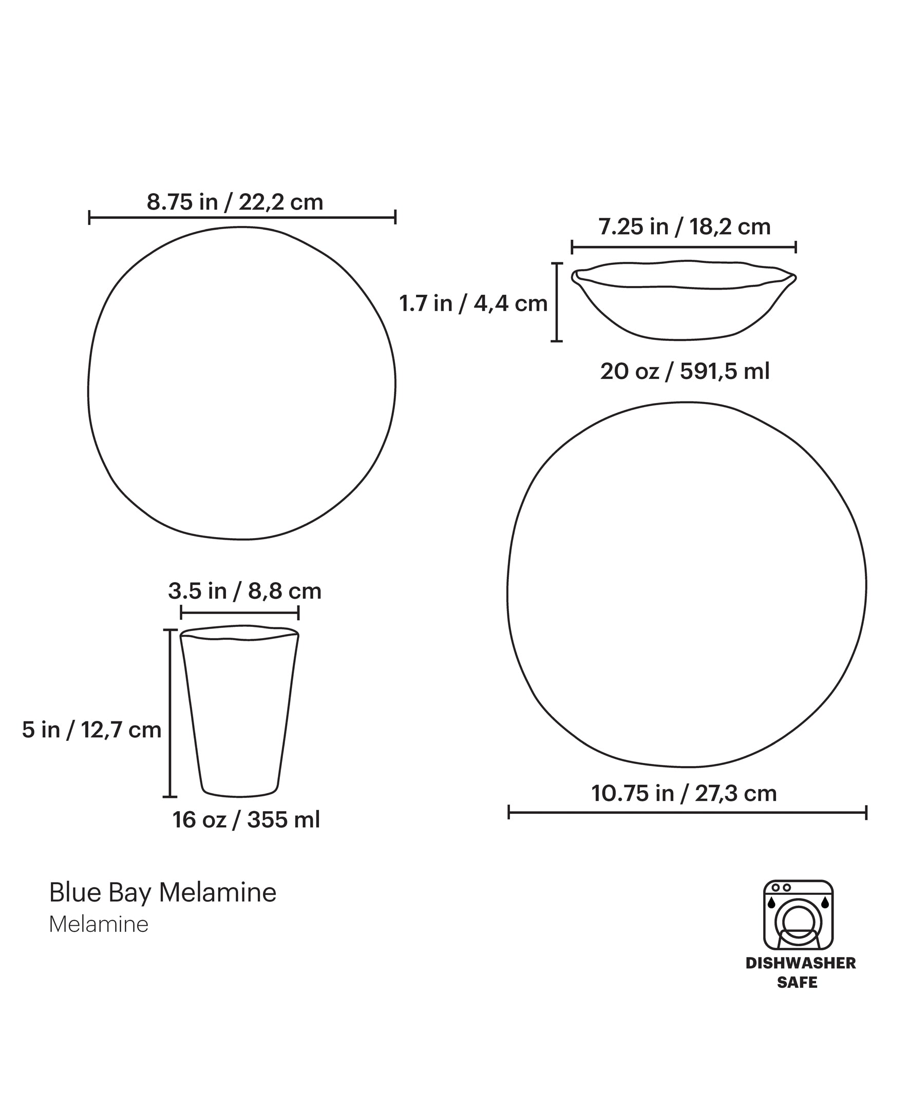 Blue Bay Melamine 16-Piece Dinnerware Set - Image 10