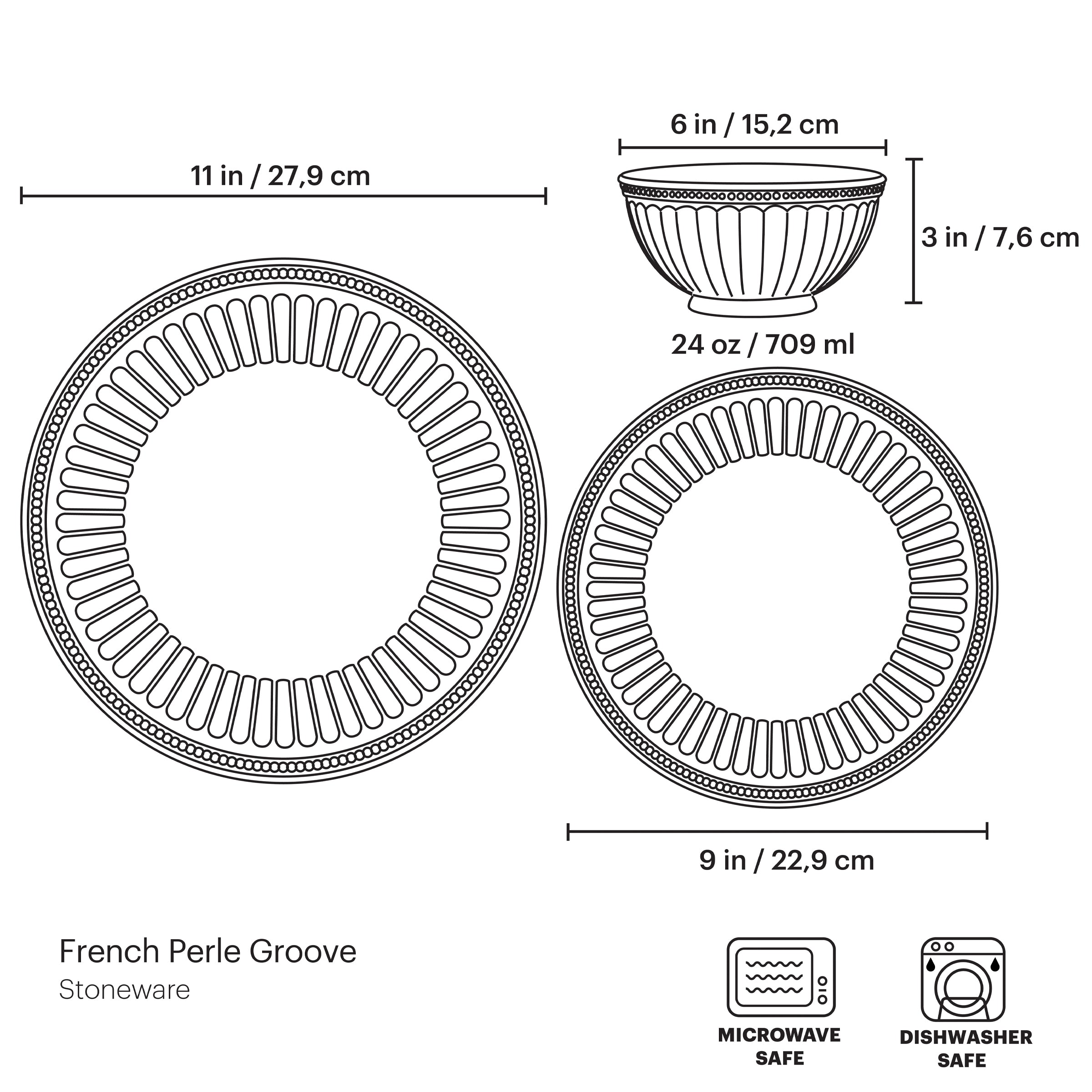 French Perle Groove Ice Blue 12-Piece Place Setting - Image 8