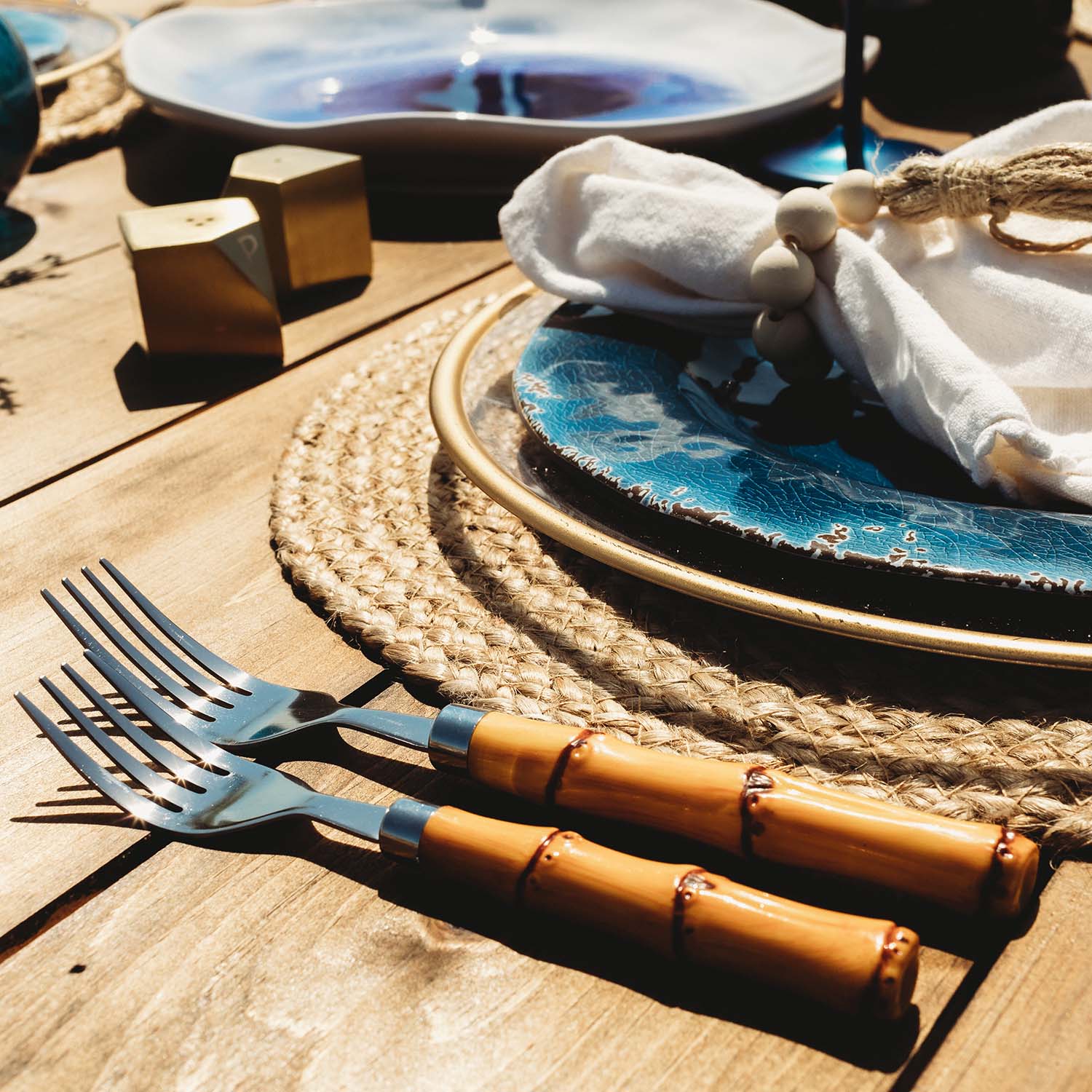 Bamboo Handle 20-Piece Flatware Set - Image 4