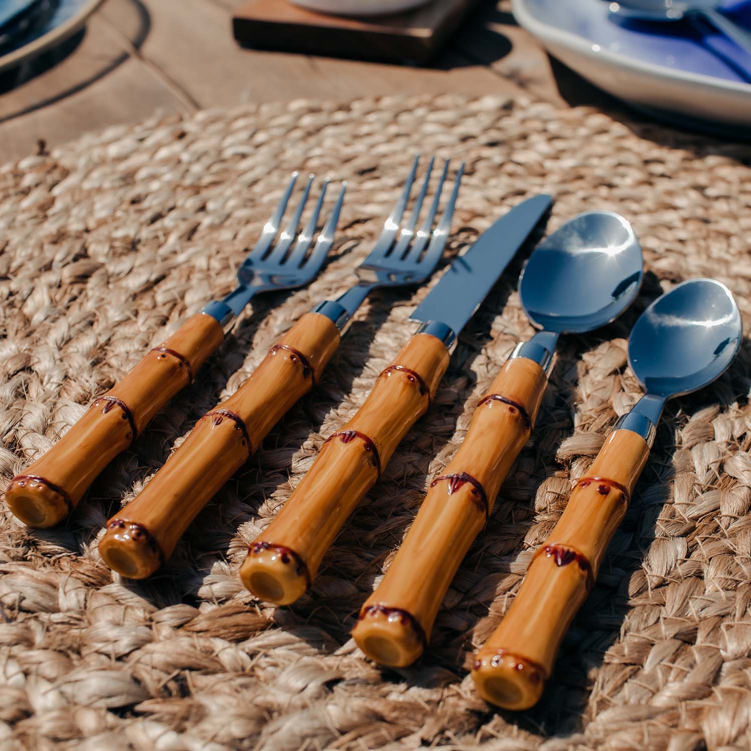 Bamboo Handle 20-Piece Flatware Set - Image 7